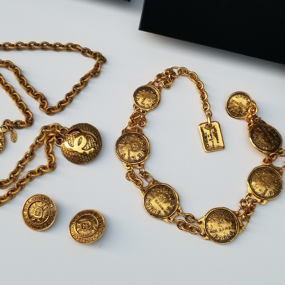 Stunning Auth Vintage statement Chanel necklace and earrings Lot - Picture 10 of 16